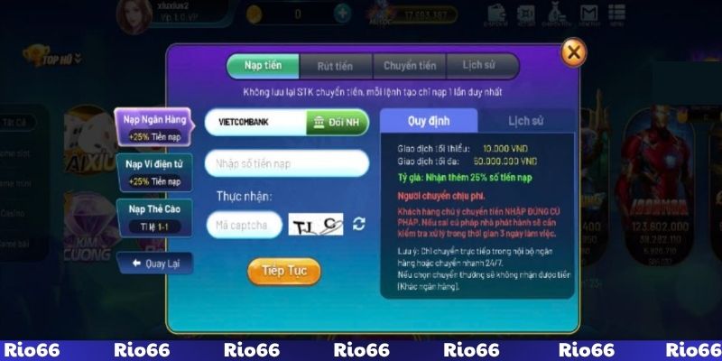 Thực hiện nạp rút qua ngân hàng thuận tiện nhất